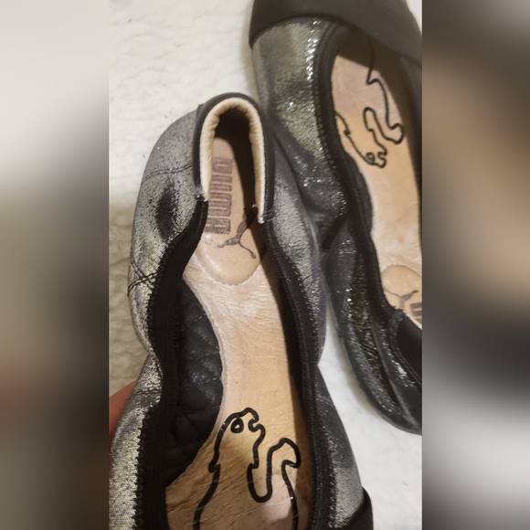 Rare Puma Rhythm Shine Ballet Flat Flexible Sole Silver Black Flexible Sole 6. - Picture 6 of 6